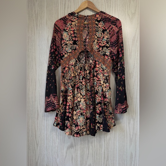 Free People Stevie Printed Tunic, Black Combo, Small Petite EUC - Picture 5 of 7
